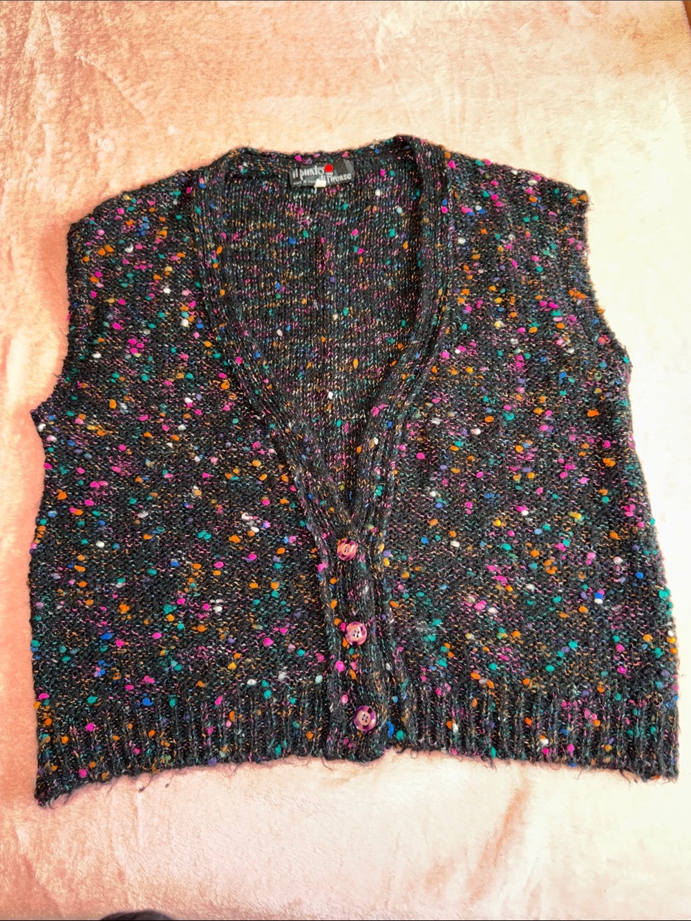 VTG Il Punto Di Firenze Made in Italy Speckled Confetti Knit Sweater Vest size M